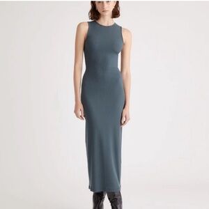 Quince Stretch Tencel Jersey Tank Top Maxi Dress Green Blue Side Slit 2022-Small